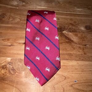 POLO RALPH LAUREN CRAB Pattern Red Blue Neck Tie Summer Ocean Fish Beach Fun